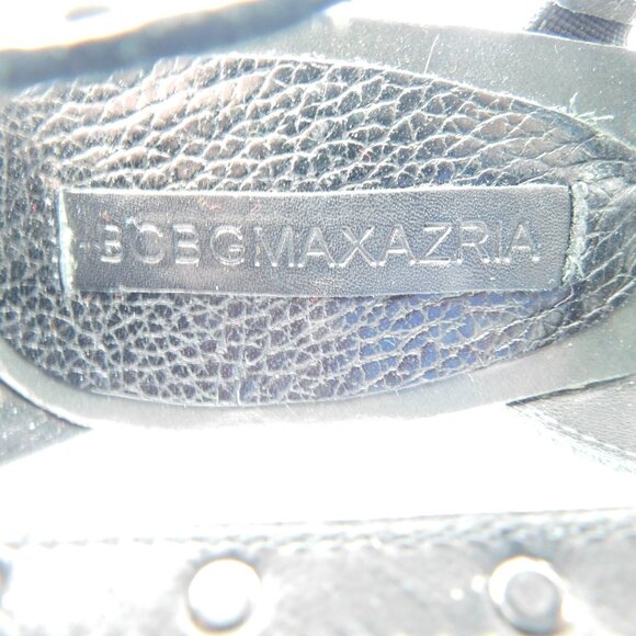 BCBG Maxazria Black Studded Leather Zipper Front Caged Open Toe Sandal Heels 6.5 - Picture 7 of 8